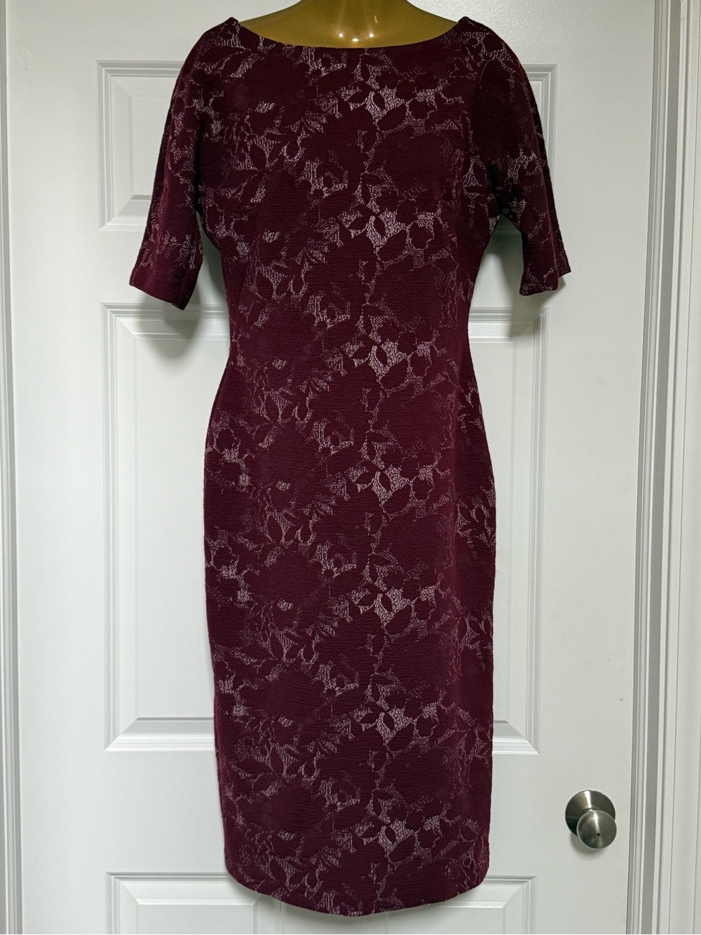 Maggy London Burgundy Lace Sheath Dress US 10
